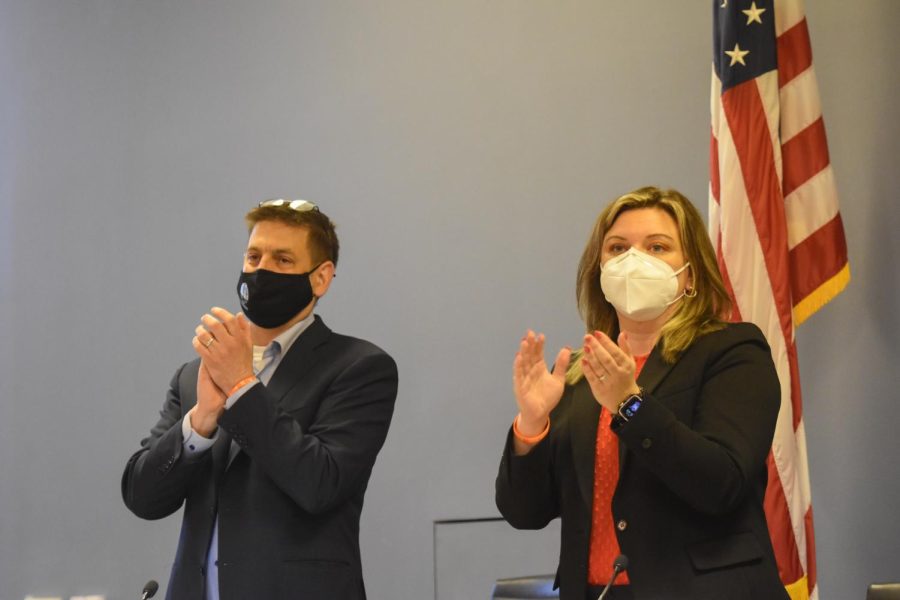 Ald. Jonathan Nieuwsma (4th) stands with Interim City Manager Kelley Gandurski. On Tuesday, Nieuwsma led the city’s second Redistricting Committee meeting to plan out the redistricting process. 
